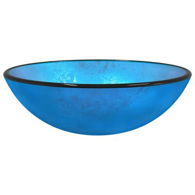 vidaXL Handfat härdat glas 42x14 cm blå