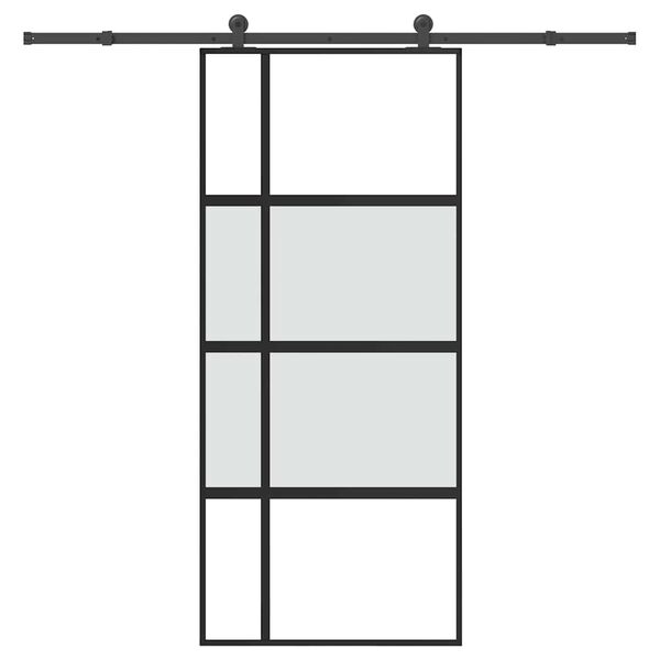 vidaXL Skjutdörr med beslagset härdat glas och aluminium 90x205 cm