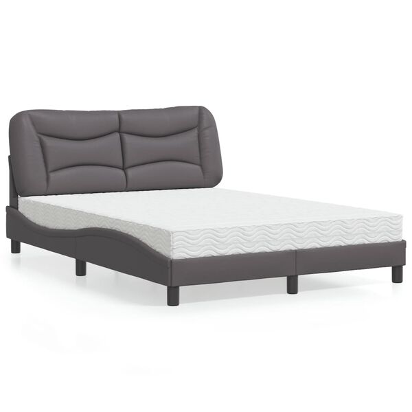 vidaXL Bed with Mattress "Hvar" Grey 140x200 cm Faux Leather