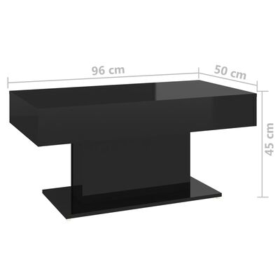 vidaXL Soffbord svart högglans 96x50x45 cm konstruerat trä