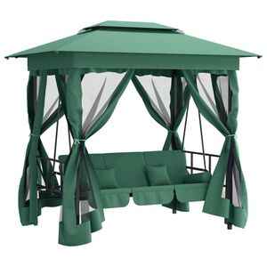 vidaXL Paviljong med hammock gr&ouml;n tyg&st&aring;l