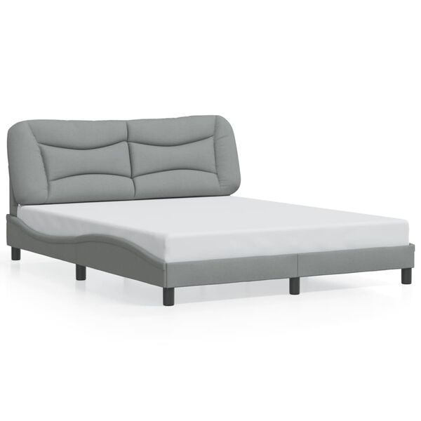 vidaXL Bed Frame without Mattress "Hvar" Light Grey 160x200 cm Fabric