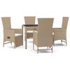 vidaXL Matgrupp f&ouml;r tr&auml;dg&aring;rden med dynor 5 delar beige konstrotting