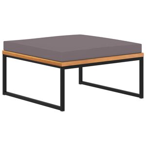 vidaXL Fotpall med dyna 66x66x36 cm massivt akaciatr&auml; m&ouml;rkgr&aring;