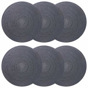 vidaXL Jute Placemats 6 st M&ouml;rkgr&aring; 100% Tossa Jute