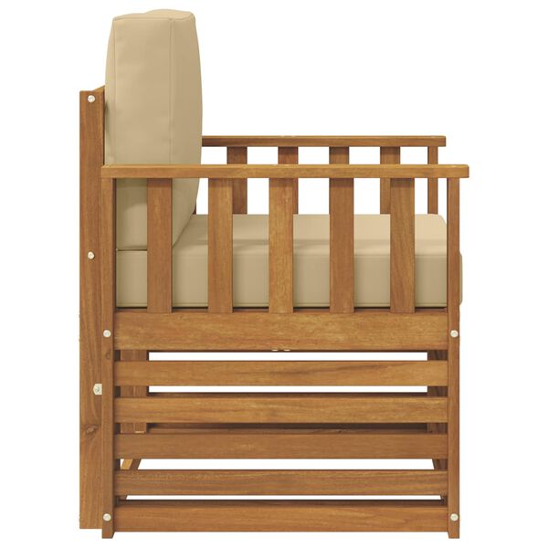 vidaXL Utomhussoffset Massivt akaciatr&auml; och polyester Naturf&auml;rg