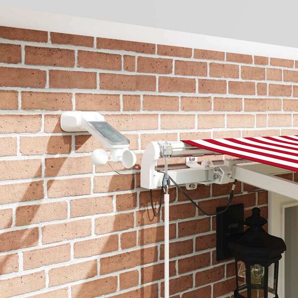 vidaXL Utf&auml;llbar markis R&ouml;d och Vit 500 &times; 350 cm Polyester och metall