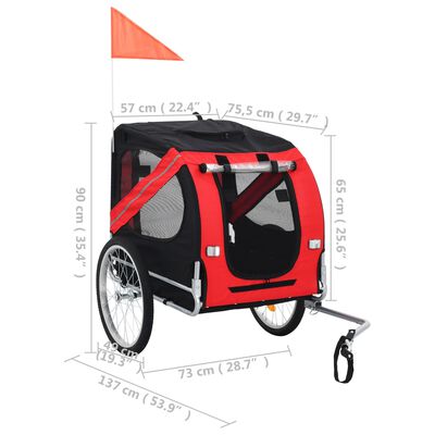 vidaXL Cykelvagn för djur röd och svart