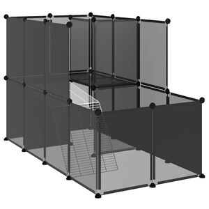 vidaXL Sm&aring;djursbur svart 142x74x93 cm PP och st&aring;l