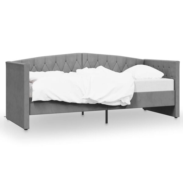 vidaXL Dagb&auml;dd med USB ljusgr&aring; sammet 90x200 cm