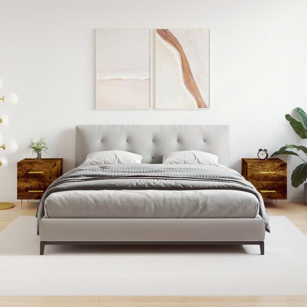 vidaXL S&auml;ngbord 2 st r&ouml;kf&auml;rgad ek 40x35x47,5 cm konstruerat tr&auml;