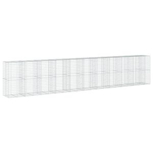 vidaXL Gabionkorg med skydd 1050x100x200 cm galvaniserat j&auml;rn