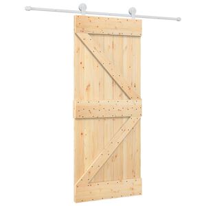 vidaXL Skjutd&ouml;rr Naturlig och vit 85 x 210 cm Massiv furutr&auml;d&ouml;rr