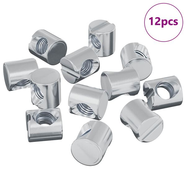 vidaXL F&auml;stdon f&ouml;r tunnor 12 pcs Silver M6 x 12 mm (G&auml;ngdiameter x H)