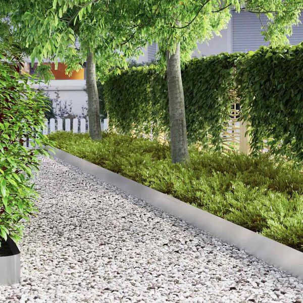 vidaXL Kant f&ouml;r gr&auml;smatta Silver 450 x 0.05 x 15 cm Rostfritt st&aring;l