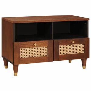 vidaXL TV-sk&aring;p med l&aring;da Brun 70 x 33,5 x 46 cm Massivt mangotr&auml;