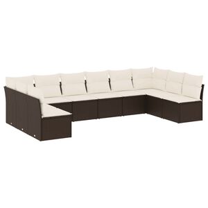 vidaXL Loungegrupp 10 delar med brun dynor konstrotting