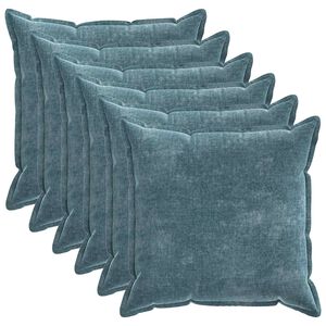 vidaXL Kudd&ouml;verdrag 6 pcs HOUTEN Bl&aring; 70 x 70 cm Chenilletyg
