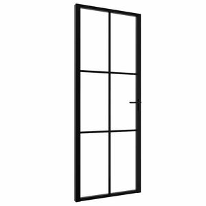 vidaXL Innerd&ouml;rr ESG-glas och aluminium 76x201,5 cm svart