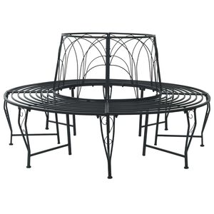 vidaXL Tr&auml;db&auml;nk 8-Antal sittplatser &Oslash; 160 x 89 cm St&aring;l Svart Rund