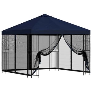 vidaXL Tr&auml;dg&aring;rdsgazebo med sidov&auml;ggar 3 x 3 m Bl&aring; Polyester och St&aring;l