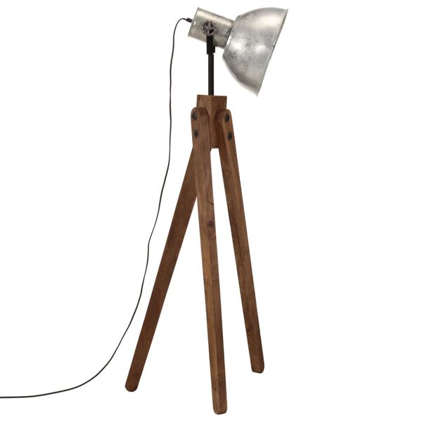 vidaXL Golvlampa 25 W vintage silver 45x45x120 cm E27