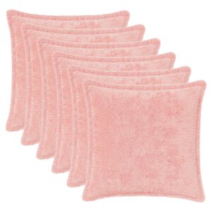 vidaXL Kudd&ouml;verdrag 6 st HOUTEN Rosa 30 x 30 cm Faux Kaninp&auml;ls