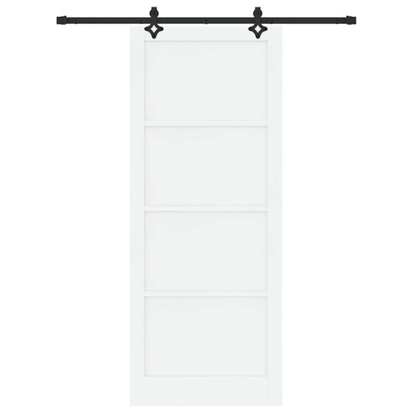 vidaXL Skjutd&ouml;rr Vit och svart 93 x 232 cm Massiv furu