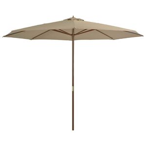 vidaXL Tr&auml;dg&aring;rdsparasoll med tr&auml;st&aring;ng taupe 350 cm