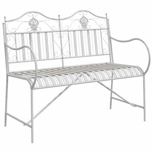 vidaXL Tr&auml;dg&aring;rdsb&auml;nk 2 -Seater 103,5 x 59 x 89 cm St&aring;l Antik vit