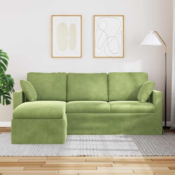 vidaXL Soffa Ljusgr&ouml;n 198 x 134 x 80 cm Sammet