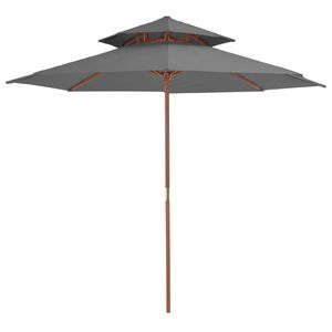 vidaXL Parasoll med tv&aring; niv&aring;er 270 cm tr&auml;st&aring;ng antracit
