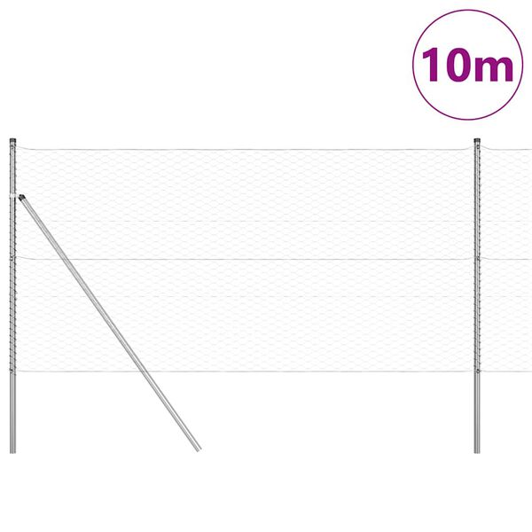 vidaXL St&auml;ngselstolpe Silver 10 x 1 m (36 mm n&auml;t) St&aring;l