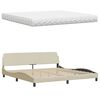 vidaXL Bed with Mattress "Hanko" Cream 200x200 cm Fabric