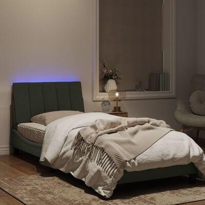 vidaXL Sängram med LED-belysning ljusgrå 80x200 cm sammet