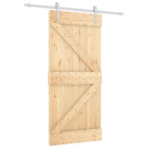 vidaXL Skjutd&ouml;rr 90 x 210 cm Massiv furu Naturlig och vit