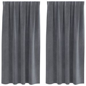 vidaXL Mörkläggningsgardiner 2 pcs Ljusgrå 140 x 175 cm Sammet