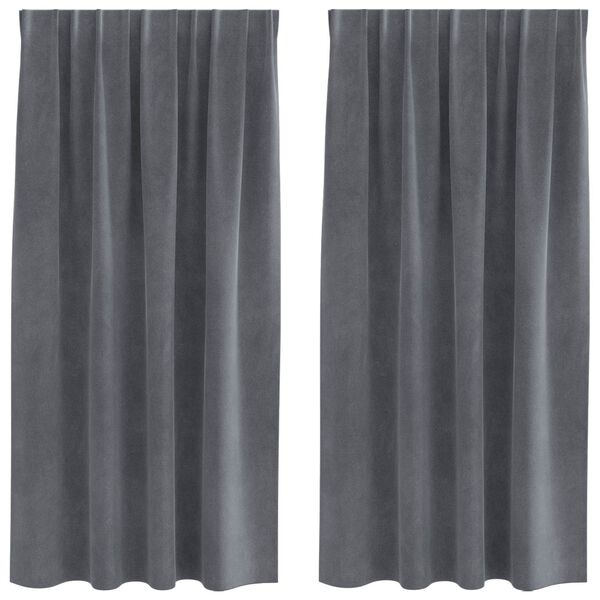 vidaXL Mörkläggningsgardiner 2 pcs Ljusgrå 140 x 175 cm Sammet