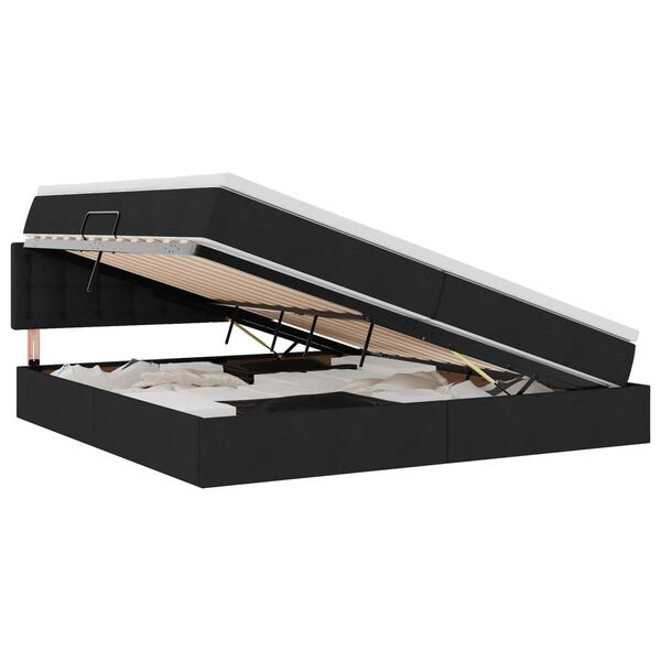 vidaXL F&ouml;rvaringss&auml;ng med madrass Svart 200 x 200 cm Konstruerat tr&auml;