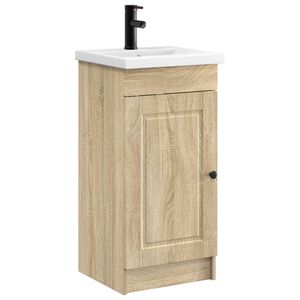 vidaXL Badrumsspegel med handfat Sonoma-ek 42 x 40 x 84,5 cm