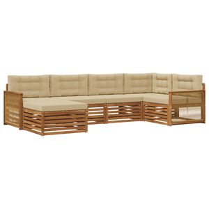 vidaXL Utomhussoffset med kudde 6 pcs Naturlig och Beige