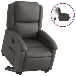 vidaXL Reclinerf&aring;t&ouml;lj med uppresningshj&auml;lp gr&aring; &auml;kta l&auml;der