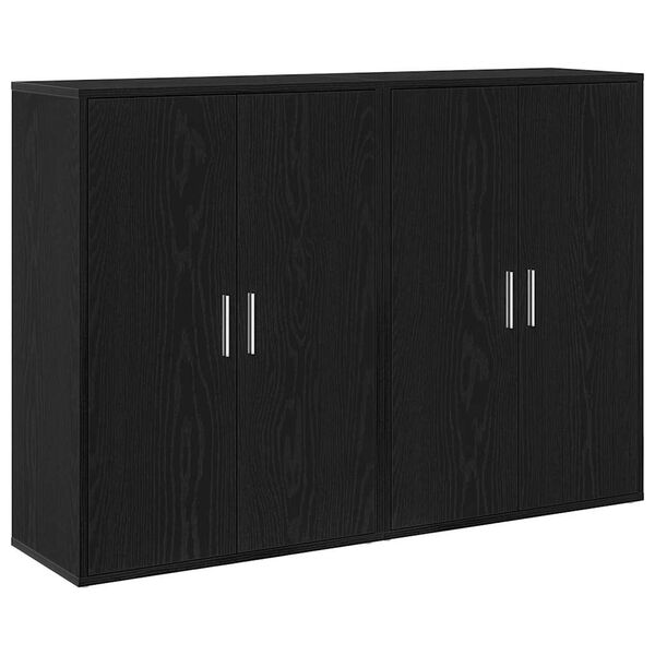 vidaXL Sideboard 2 pcs Svart Ek 60 x 31 x 84 cm Konstruerat trä