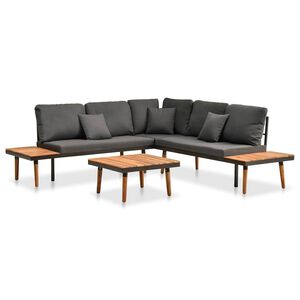 vidaXL Loungegrupp med dynor 4 delar massivt akaciatr&auml;
