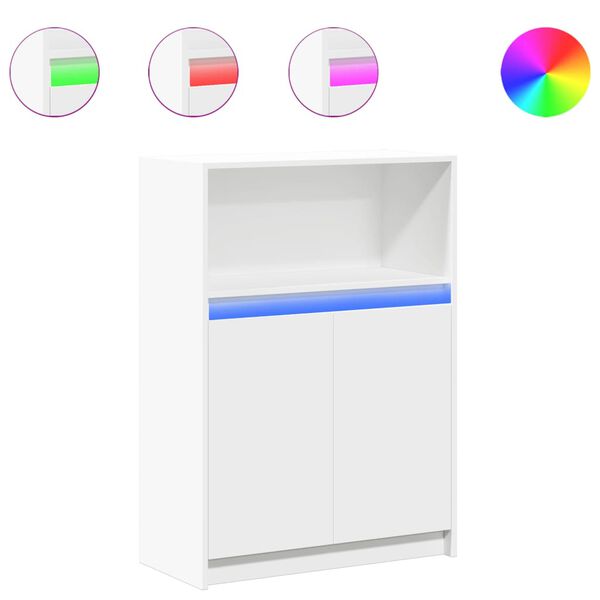 vidaXL Sk&auml;nk med LED vit 72x34x100 cm konstruerat tr&auml;