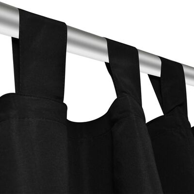 2-pack gardiner med öglor i svart microsatin 140 x 175 cm