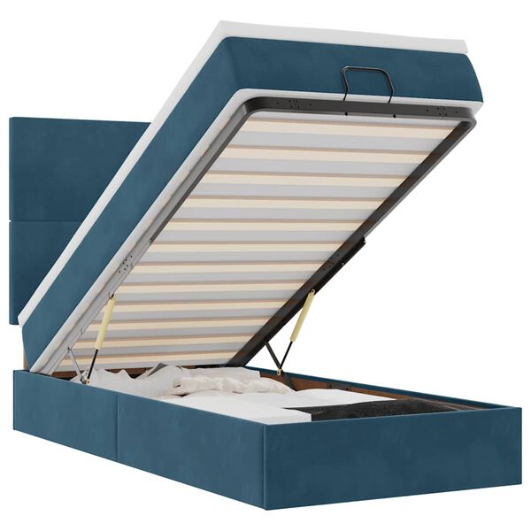 vidaXL Ottoman s&auml;ngram med madrasser m&ouml;rkbl&aring; 80x200 cm sammet