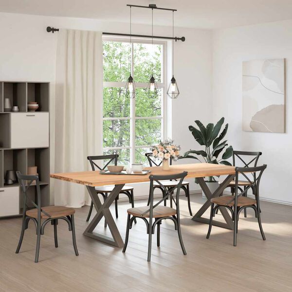 vidaXL Matbordsben 2 st naturst&aring;l 90x(72-73,3) cm st&aring;l