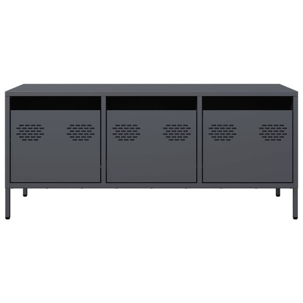 vidaXL Tv-b&auml;nk antracit 101,5x39x43,5 cm kallvalsat st&aring;l