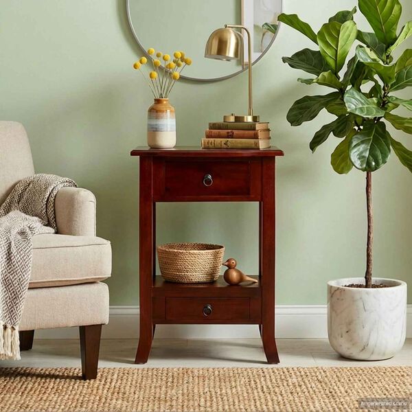 vidaXL Konsolbord med l&aring;da Brun 50 x 29,5 x 76 cm Massivt mahognytr&auml;